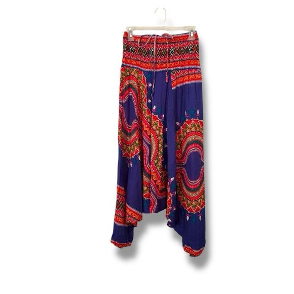 Dashiki Print 2 In 1 Jumpsuit Harem Pants Blue One Size - Picture 1 of 6
